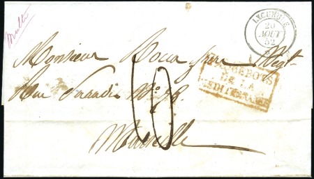 Stamp of France » Poste Maritime - Lignes LYCURGE: Càd du 20 AOUT 52 sur lettre de Malte pou
