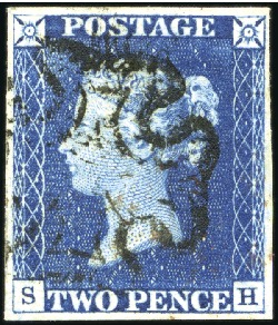Stamp of Great Britain » 1840 2d Blue (ordered by plate number) 1840 2d Deep Blue pl.2 SH with good even margins, 