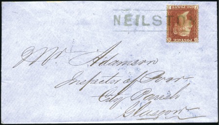 Stamp of Great Britain » 1854-70 Perforated Line Engraved 1857 (Mar) Envelope with 1854-57 1d red tied by cr