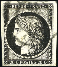 Stamp of France Exceptionnelle oblitération du 31 décembre 1848 su