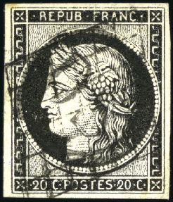 1849 20c noir obl. cachet d'un bureau annexe de Pa