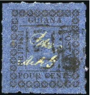 Stamp of British Guiana 1862 Provisionals 2c type 12 and 4c type 14, both 