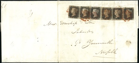 Stamp of Great Britain » 1840 1d Black and 1d Red plates 1a to 11 1840 (May 8) Wrapper from London to Great Yarmouth
