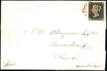 Stamp of Great Britain » 1840 1d Black and 1d Red plates 1a to 11 1840 (May 14) Entire from London to Penrith with 1