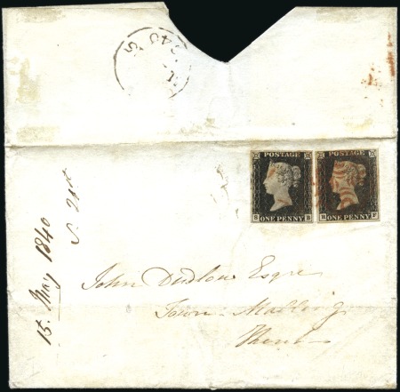 Stamp of Great Britain » 1840 1d Black and 1d Red plates 1a to 11 1840 (May 15) Wrapper from London to Town Malling,