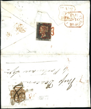 Stamp of Great Britain » 1840 1d Black and 1d Red plates 1a to 11 1840 (May 16) Envelope sent within London, franked