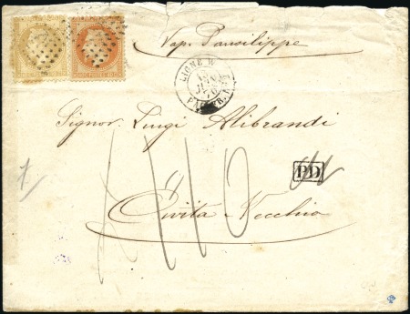 1863-71, Lot de 3 lettres: Yv. 28+31 obl. ancre av