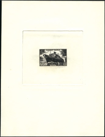 Stamp of France 1941 Paquebot Pasteur, épreuve en noir sans la sur
