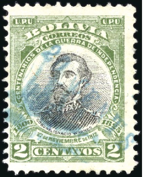 Stamp of Bolivia The Villa Bella Provisional 

1911 20c on 2c gre
