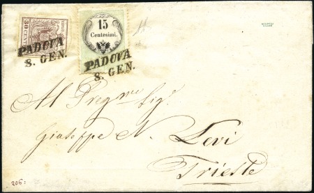 Stamp of Italian States » Lombardy Venetia 1856 FISCAL USAGE FRANKING: Folded cover from Pado