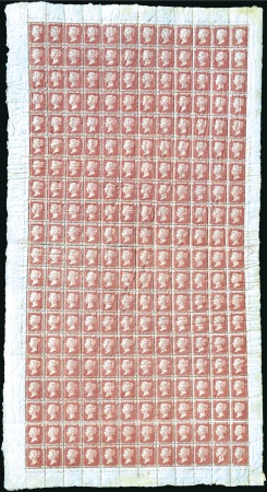 1858-79 1d Red pl.215 complete sheet of 240 with m