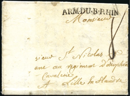 Stamp of France 1758 Lettre pour Lille avec marque ARM DU B. RHIN,