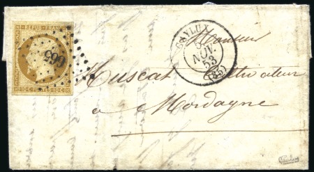 Stamp of France 1852 10c Présidence, bien margé, obl. PC665 sur le