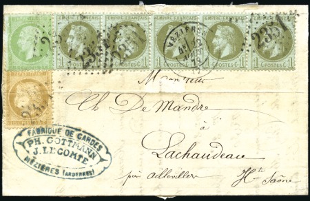 Stamp of France 1872 Afft tricolore de Mezieres 22.08.72 pour Lach