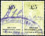 Revenues: 1918 £5 on 1s pair and strip of three, u