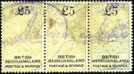 Revenues: 1918 £5 on 1s pair and strip of three, u
