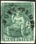 1854 4d Green, fine to large margins, with light c