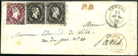 Stamp of France » Savoie THONON 5c noir en paire (belles marges) +40c rose 