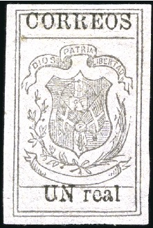 Stamp of Dominican Republic 1866 1r Black on pale green, watermarked and LAID 