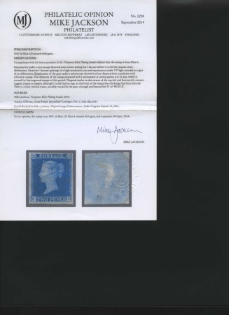 Stamp of Great Britain » 1841 2d Blue 1841 2d Blue LD pl.4 mint large part og with fine 