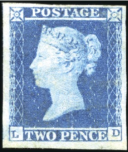 1841 2d Blue LD pl.4 mint large part og with fine 