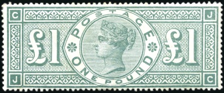 Stamp of Great Britain » 1855-1900 Surface Printed 1891 £1 Green JC and £1 green TA with frame break 
