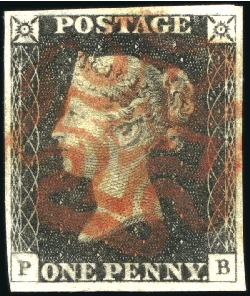 Stamp of Great Britain » 1840 1d Black and 1d Red plates 1a to 11 1840 1d Black pl.3 PB with fine to large margins, 