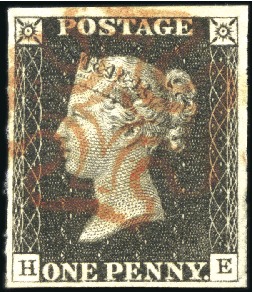 1840 1d Black pl.3 HE with good to large margins, 