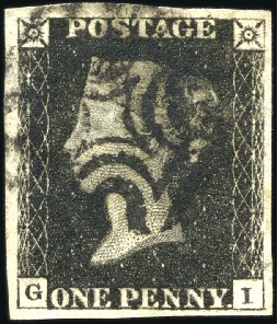 Stamp of Great Britain » 1840 1d Black and 1d Red plates 1a to 11 1840 1d Black pl.5 GI with good to very good margi