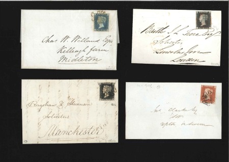 Stamp of Great Britain » Collections 1840-43, Group of 4 covers incl. four-margined 184