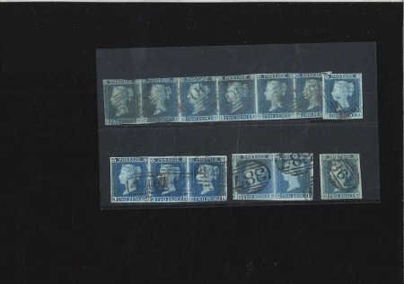 Stamp of Great Britain » 1841 2d Blue 1841 2d Blue used selection incl. strip of 6, cut 