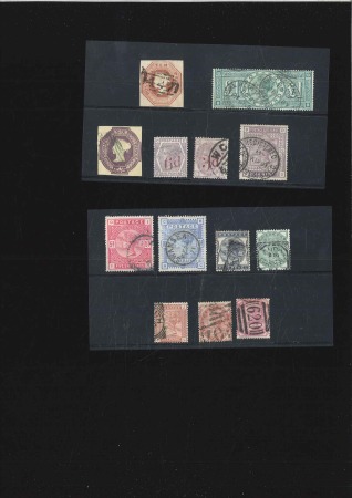 Stamp of Great Britain » Collections 1847-87, Small used selection incl. embossed 10d w