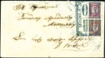 Stamp of Russia » Ship Mail » Ship Mail in the Levant 1879 Russian Levant 7k (2) tied on envelope to Tra