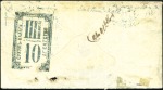 Stamp of Russia » Ship Mail » Ship Mail in the Levant 1879 Russian Levant 7k (2) tied on envelope to Tra