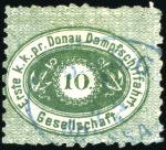 1866-70 D.D.S.G. 10k green and 17k red showing ova