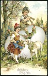 1908 Easter greetings postcard posted on ship to S