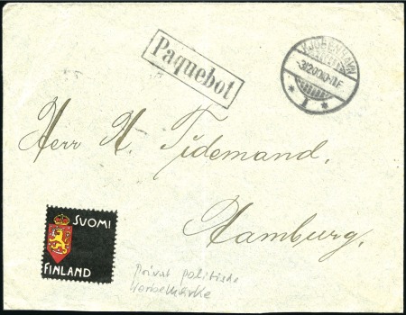 1900 Envelope to Germany, with Finnish 10k on reve