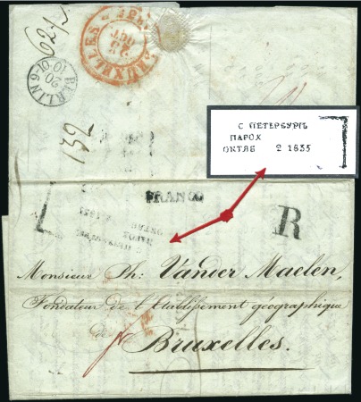 1835 Entire to Belgium from St. Petersburg with th