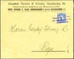 SWEDEN: 1912 ca. Three line violet cachet ARRIVED 