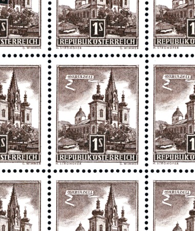 1957 Definitives 1s Mariazell (engraved printing) 