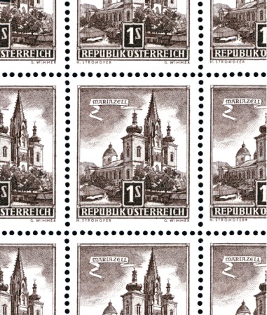 1957 Definitives 1s Mariazell (engraved printing) 