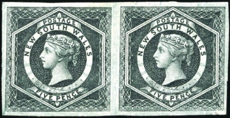 1882-97 Diadem 5d Blue-Green imperf. pair variety,