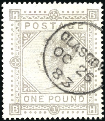 1882 £1 Brown-lilac BH, on blued paper with wmk An