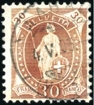 1894-1900 30C braun, gezähnt 11 1/2:11, mit Platte