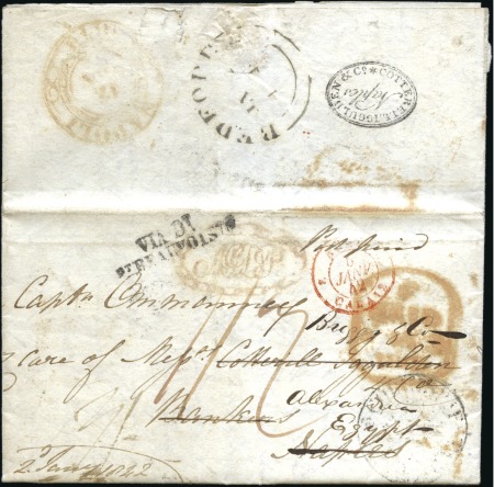 Stamp of Egypt » Early Letters 1842 Entire from Bedford England, addressed to Nap