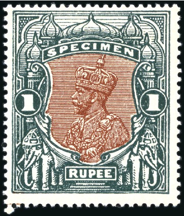 1925 1R Delhi Specimen stamps depicting KGV in ver