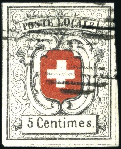 Stamp of Switzerland / Schweiz » "Waadt", "Neuenburg", "Winterthur" Neuenburg entwertet mit schwarzer Raute, sehr gut 