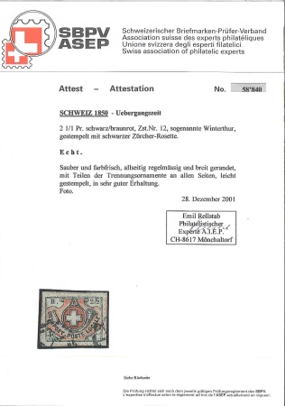 Stamp of Switzerland / Schweiz » "Waadt", "Neuenburg", "Winterthur" Winterthur mit schwarzer Zürcher Rosette entwertet