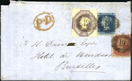 1856 (Aug 6) Entire from London to Belgium with 18