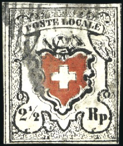Stamp of Switzerland / Schweiz » Orts-Post und Poste Locale Poste Locale mit Kreuzeinfassung in braunroter Nua